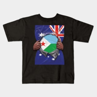 Djibouti Flag Australian Flag Ripped - Gift for Djiboutian From Djibouti Kids T-Shirt